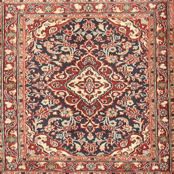 Ahgly Company Machine Washable Indoor Square Traditional Fire Brick Red Area Rugs, 5' Square
