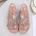 thumbnail image 6 of NOKIO Women'S Slide Slippers Women Slip On Wedges Sandals Casual Bling Rhinestone Strap Sandals Open Toe Slide Sandals Beach Shoes Strappy Rhinestone Open Toe Flat Sandals, 6 of 6