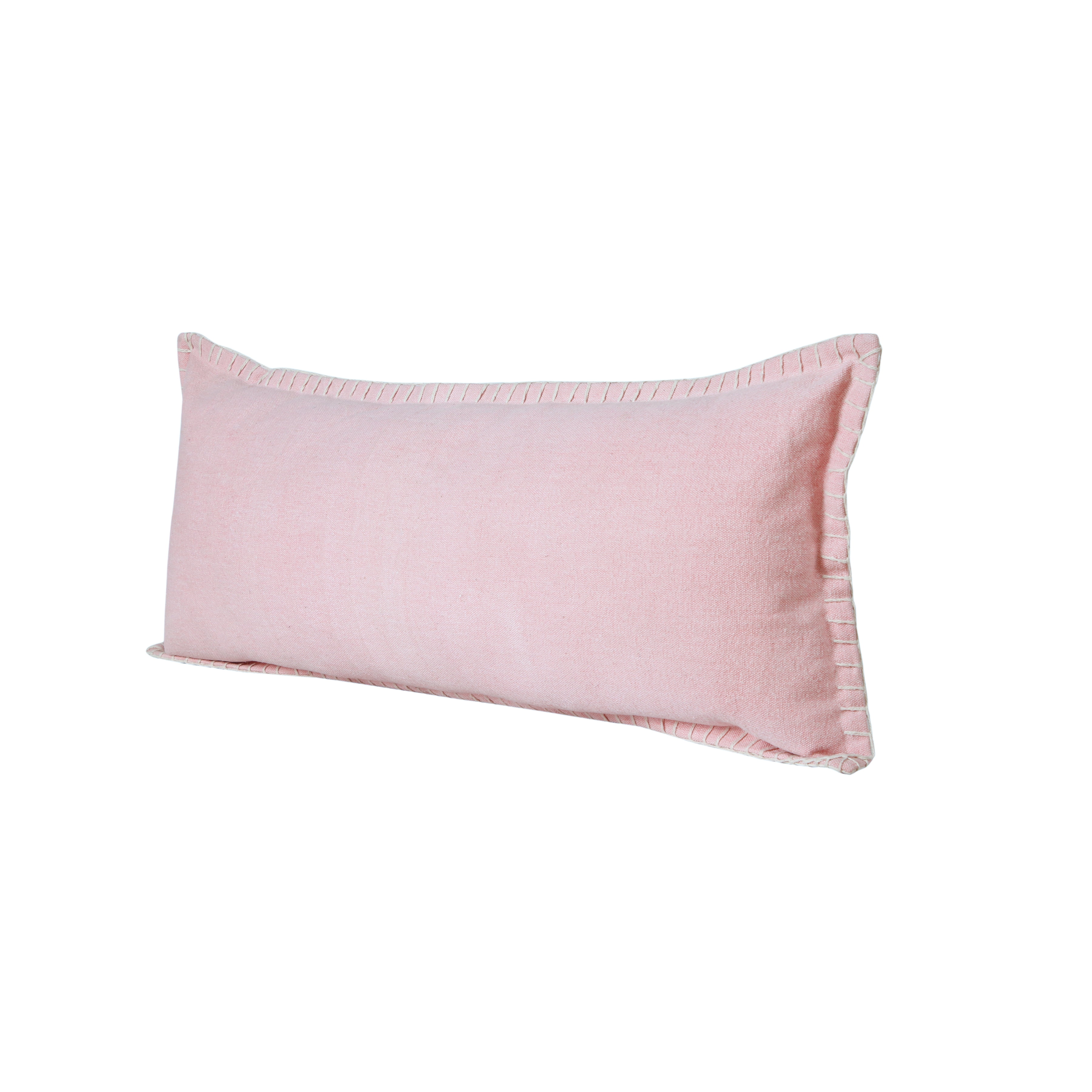 Ox Bay Wilma 14" x 36" Coral Pink Stitch Bordered Cotton Adult Decorative Throw Pillow Cover