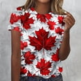 thumbnail image 2 of Fewfanhot Women's Canada Day Maple Leaf Print T-Shirt, Crew Neck Patriotic Short Sleeve Tee, Casual Summer Loose Fit Top, S-3XL, 2 of 5