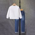 thumbnail image 5 of NAISIBABY Boys Sweatshirt & Jean Sets, Long Sleeve Pullover Tops Drawstring Pants Fall Winter 2-Piece Outfit White 10-11T, 5 of 9