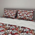 thumbnail image 2 of Christmas Comforter & Sham Bedding Set, Snowman Reindeer Santa Claus Cartoon Image Theme Winter, 3 pcs Duvet Set Microfiber Filling Quilt, 5 Sizes, Pale Brown White and Red, by Ambesonne, 2 of 4