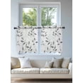 thumbnail image 4 of Gray Leaves Tier Curtains 36 Inch Length, Sheer Curtains for Bedroom Living Room Window Spring Rustic Branches Botanical Rod Pocket Voile Drapes Kitchen Curtains Small Half Window 27.5"x36" 2 Panels, 4 of 6