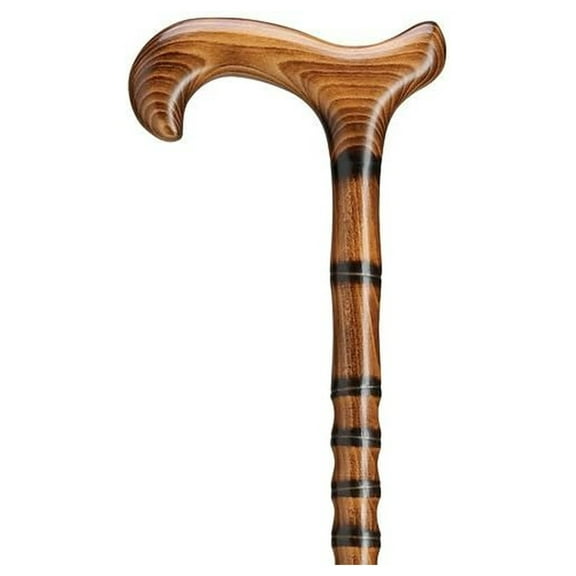 Unisex Derby Cane Carved and Scorched Bamboo Steps Jambis Walking Cane, Affordable Gift