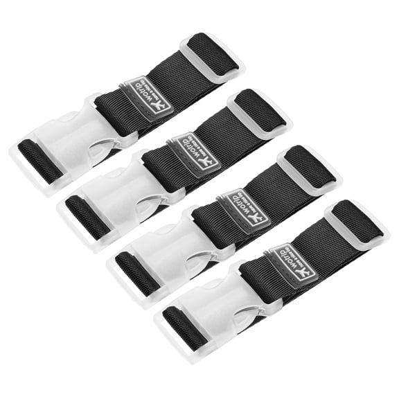 4 Pack Add A Bag Luggage Strap, 4-12 Inch Adjustable Suitcase Belt Travel Accessories, Luggage Connector for Carry-on Baggage, Black