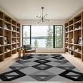 thumbnail image 2 of ODIKA 5'x7' Machine Washable Non-Slip Area Rug, Geometric Gray High Traffic Rug with Pad, Gray, 1062782, 2 of 8
