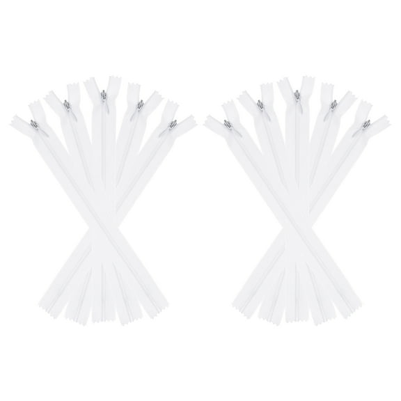 Uxcell Invisible Zippers, 10pcs 8inch Nylon Hidden Sewing Zippers for Sewing DIY Handmade, White