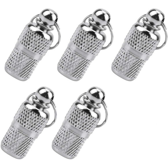 5pcs Anti-Lost Cat ID Tag Tube, Address Tag for Dog and Cat, Personalized Cat Collar Address Holder Pendants, Silver Dog Collar ID Tag Keychain