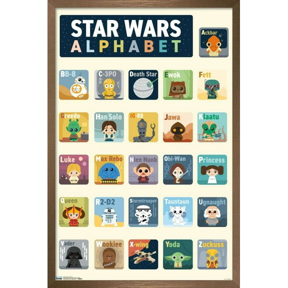 Star Wars: Saga - Alphabet Wall Poster, 14.725" x 22.375", Framed