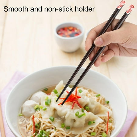 

TOPINCN 1 Pair of Japanese Style Sakura Pattern Reusable Durable Wooden Chopsticks