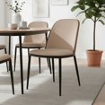 thumbnail image 2 of LeisureMod Tule Mid-Century Modern Dining Side Chair with Velvet Seat and Powder-Coated Steel Frame for Kitchen and Dining Room, Walnut/Beige, 2 of 11