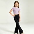 thumbnail image 2 of OSOLU Girls Pants High Waist Flared Leg Stretch Slim Fit Casual Dance Daily Bottoms Black, 2 of 4