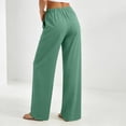 thumbnail image 4 of KIHOUT Women's Wide Leg Pants Drawstring Elastic Waist Loose Fit Casual Trousers with Side Pockets Lightweight Beach Vacation Pants for Summer, 4 of 9