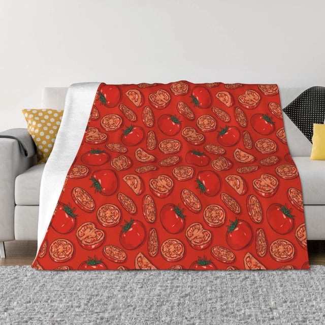 Balery Tomatoes Manta de Franela con Dibujo, Lujo Ultra Suave y Cálido, Antipelusa y Resistente a las Arrugas para Cama, Sofá, Camping -80"x60"