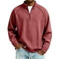 thumbnail image 2 of Qwertyu Men Quarter Zip Pullover Waffle Shirts Casual Stand Collar Thermal Long Sleeve Sweatshirt 1/4 Zipper Winter Warm Polo Shirts Wine S, 2 of 6
