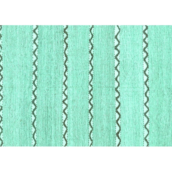 Ahgly Company Machine Washable Indoor Rectangle Solid Turquoise Blue Modern Area Rugs, 6' x 9'