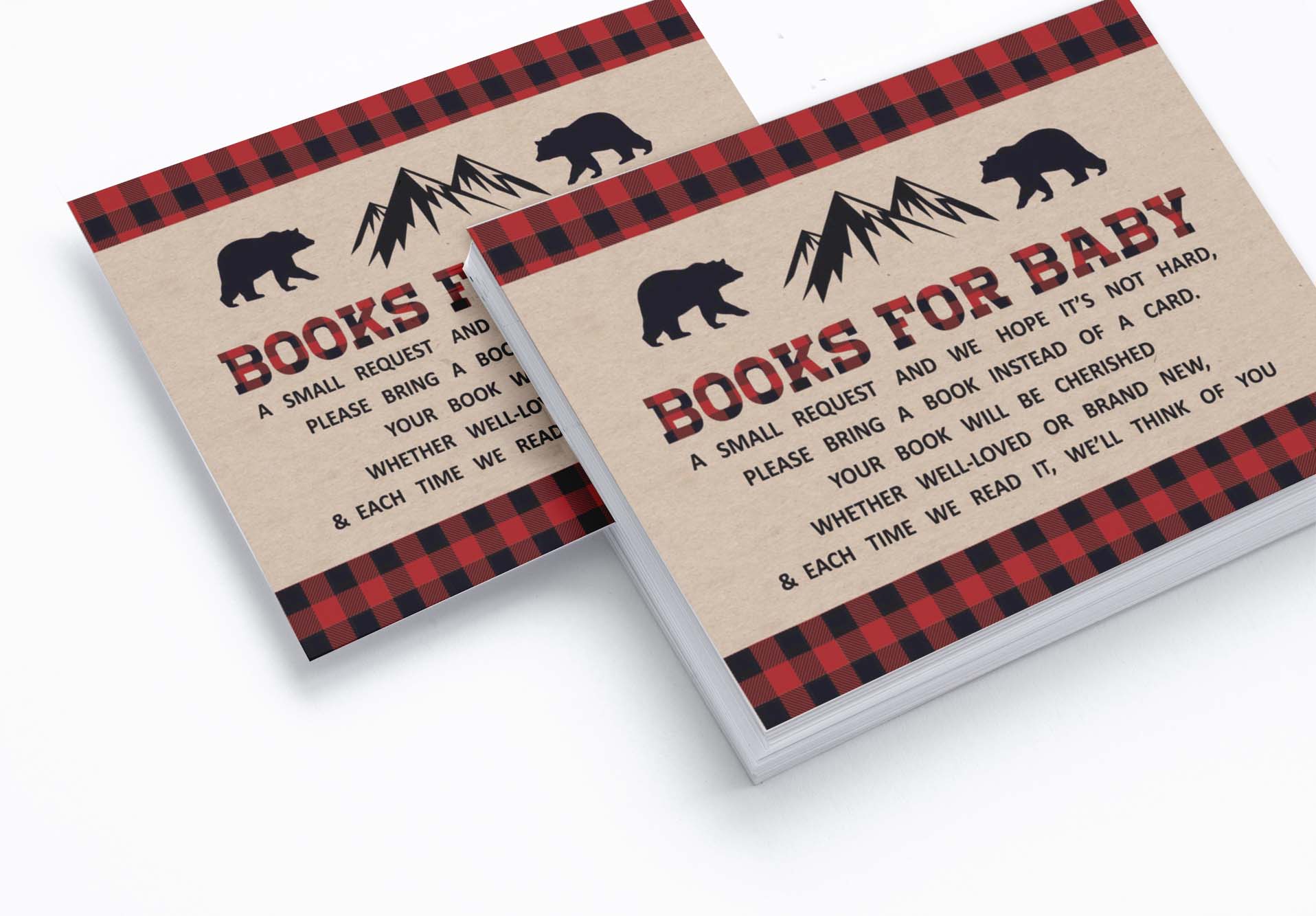Inkdotpot 30Gender Neutral Lumberjack Baby Shower Rustic Book Request Cards Bring A Book Instead Of A Card Baby Shower Invitations Inserts Games