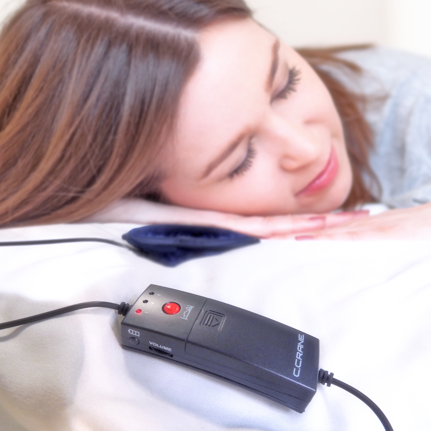 C. Crane SoftSpeaker 3K Amplified Pillow Speaker™ with Kevlar® with in-line Volume Control, listen to radio shows, audio books, podcasts, late night movies and more – Solution for Insomnia