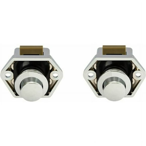 Cabinet Lock for Furniture, Push Button Latch Locks with Pearl Nickel Finish for RV Drawers, Avoid Furniture Shaking on Yachts, Vans, Campers (2PCS)