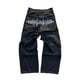 thumbnail image 1 of Pantalones vaqueros unisex estilo hip-hop gótico urbano de talle alto y corte holgado con diseños rasgados y bordados for hombre y mujer, 1 of 4