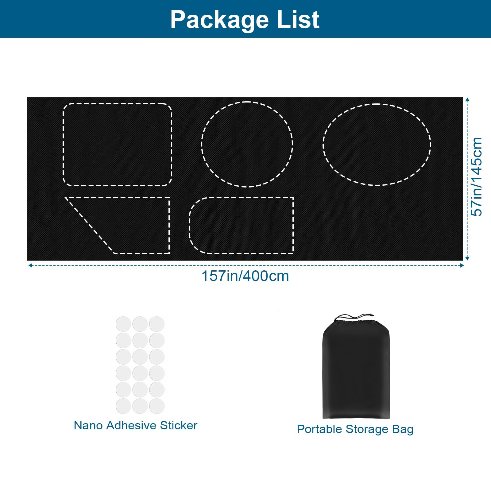 SOFTGAS 100% Blackout Curtains for Bedroom, Portable DIY Window Blinds, No Drill Window Shades & Blackout Blinds with Stickers & Tabs for Travel, Dorm Room, Media Room (157" x 57")