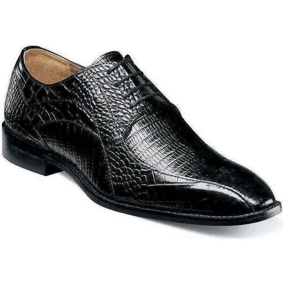 25576-001 Stacy Adams Turano Bike Toe Oxford Croc Print Shoes Black