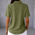thumbnail image 4 of Dwellite Women Polo Shirts Short Sleeve Button Down Collared Golf Tee Business Casual Summer Work Tops Athletic Tennis Shirts Army Green 2XL, 4 of 5
