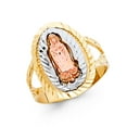 thumbnail image 1 of Solid 14k Yellow White and Rose Three Color Gold Our Lady of Guadalupe Virgin Mary Ring Size 9.5, 1 of 2