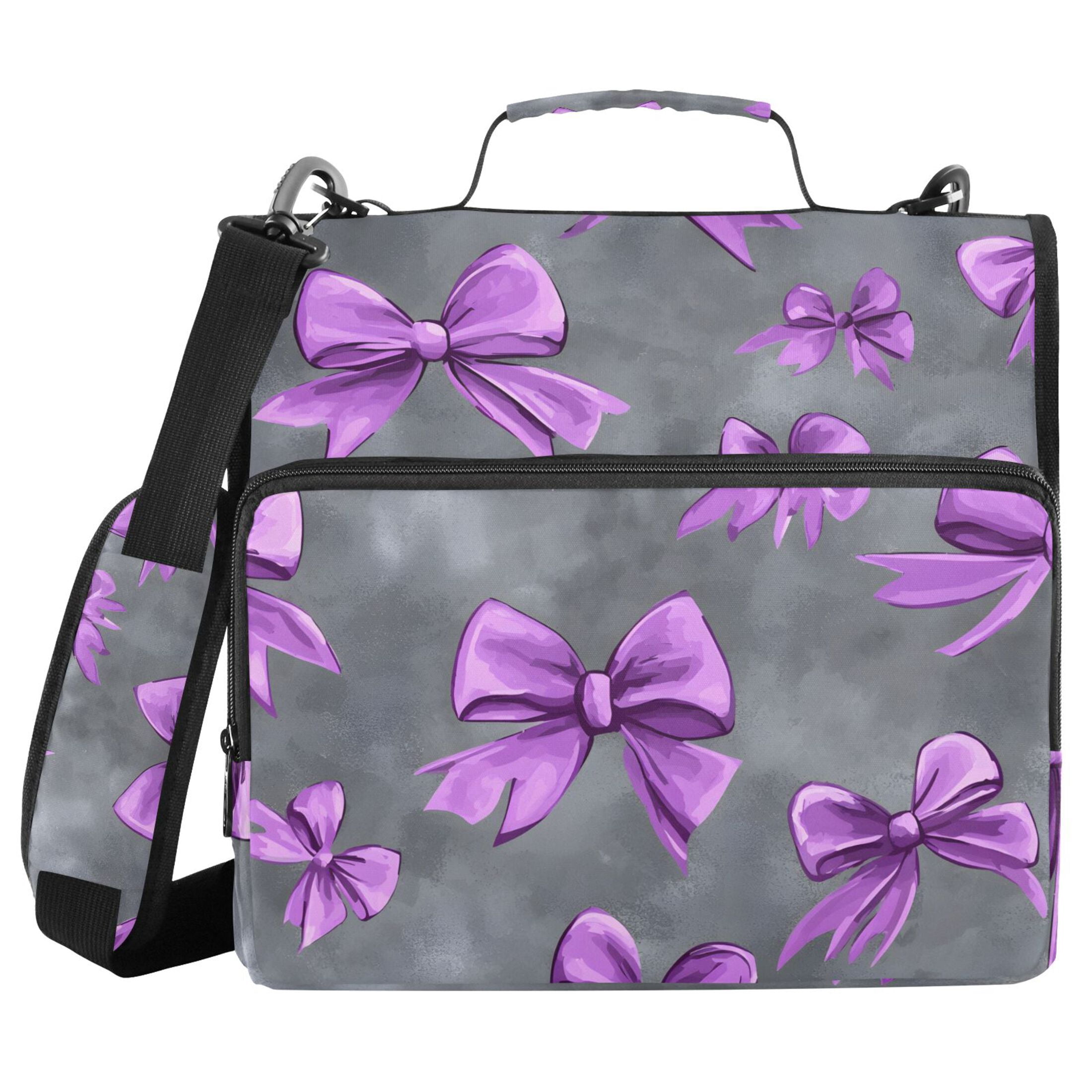 ALAZA Zipper Binder Bows on Grey 3 Ring Trapper Keeper File Folder Organizer Bag