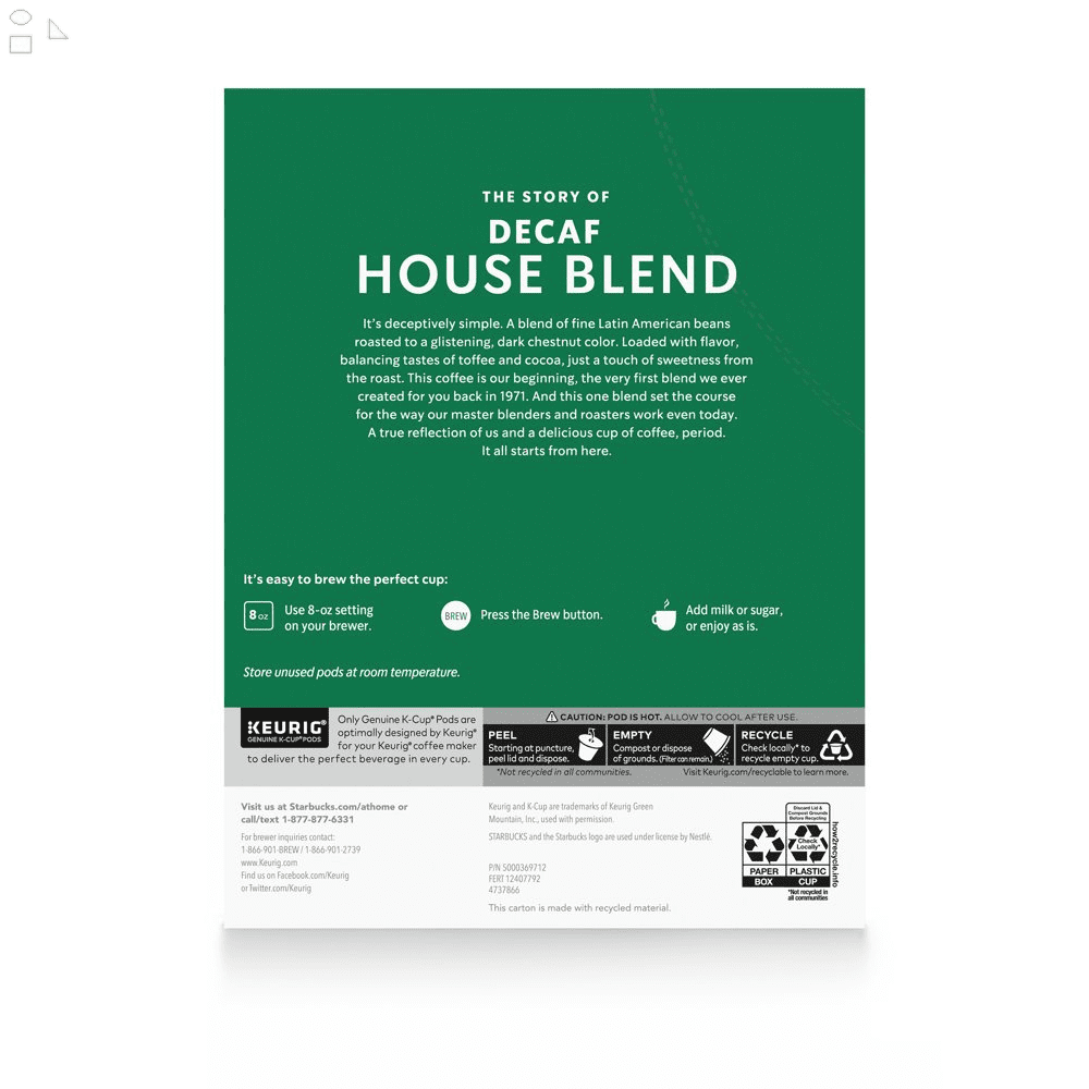 Starbucks Decaf House Blend, Medium Roast K-Cup Coffee Pods, 100% Arabica, 22 Ct