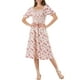 thumbnail image 2 of Vestido Midi de Mujer INSPIRE CHIC con Cuello Cuadrado, Mangas Cortas Abullonadas, Floral, Primavera Verano, Beige, 2XL, 2 of 6