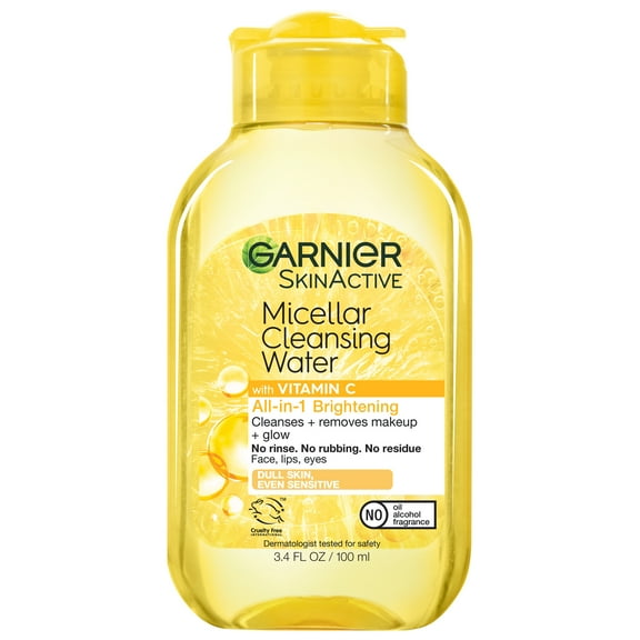 Garnier SkinActive Micellar Cleansing Water All in 1 Brightening with Vitamin C, Adult, 3.4 fl oz