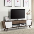 thumbnail image 2 of Allora Mid-Century Wood TV Stand for TVs up to 74" in Walnut/Glossy White, 2 of 3