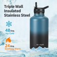 thumbnail image 2 of Botella de agua WixByti con aislamiento de 1,9 L con pajita fría, 48 H, acero inoxidable, 2 of 7