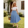 thumbnail image 5 of TEMOFON Womens Floral Maxi Skirt Elastic Waist Casual A-Line Long Skirt Summer Boho Flowy Beach Vacation Skirt with Pockets, 5 of 9
