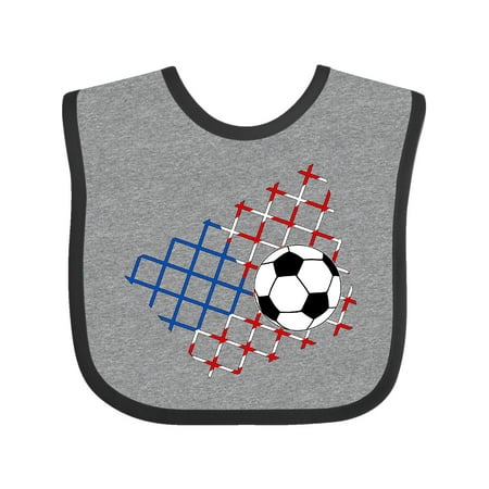 

Inktastic Soccer Ball Net with American Flag Colors Gift Baby Boy or Baby Girl Bib