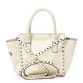 thumbnail image 5 of Pre-Owned Valentino Ivory Mini Rockstud Trapeze Tote Shoulder Bag Studded Calfskin Leather, 5 of 9