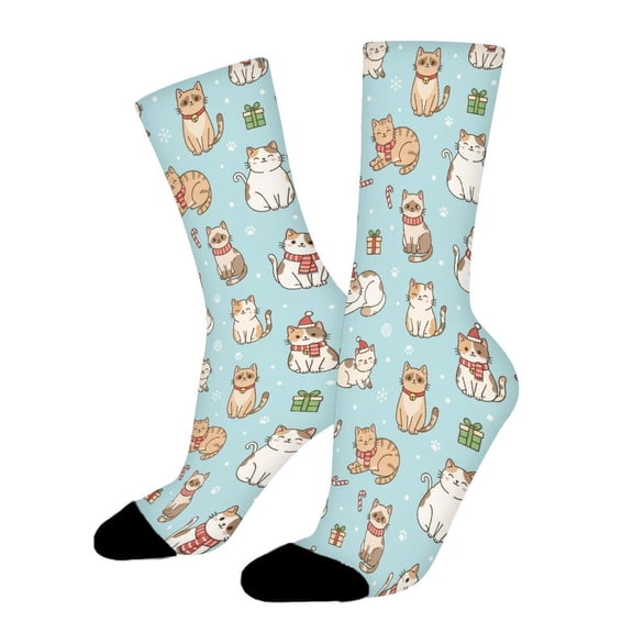 Cat Animal Portrait Funny Novelty Crew Socks for Women Men Sports