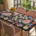 thumbnail image 3 of Boho Pink Flower Table Cloths for 3 Foot Rectangle Tables, Spring Watercolor Country Floral Plant Patio Waterproof Elastic Fitted Tablecloths, Washable Rectangular Table Cover for Camping, 3 of 8