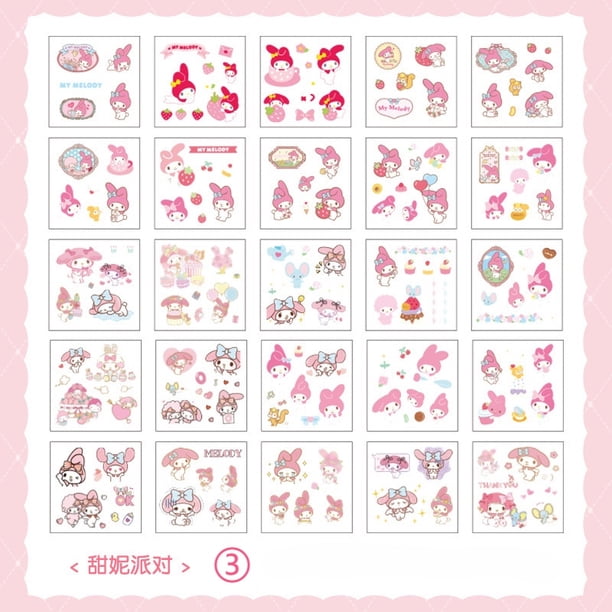 100 Hojas Sanrio Pegatinas Lindas Transparentes De Dibujos Animados Caja De Regalo DIY Papelería