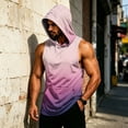 thumbnail image 5 of Gradient Muscle Shirt For Men, Sleeveless Pullover Hoodie Vest with Kangaroo Pocket - Quick Dry Bodybuilding Stringer for Summer Gym & Outdoor Training Purple XXXXXL, 5 of 7
