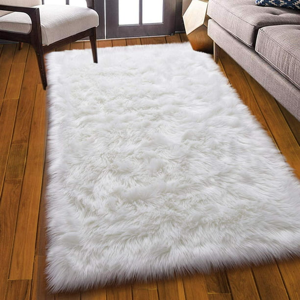 Wendana Bedroom Rugs Luxury White Faux, White Fur Bedroom Rug