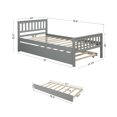 thumbnail image 7 of Twin Size Bed with Trundle for Kids Teens Adults, Platform Bed Frame with Headboard and Footboard, Twin Bed with Wood Slat Support for Bedroom Small Living Space, No Box Spring Needed, Gray, 7 of 7