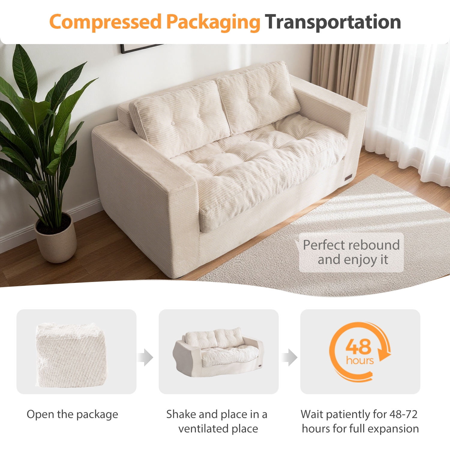 BYBYME Bean Bag Chair Sofa for Adults,Giant Large Loveseat Boneless Couch with Tufted Cushion & Backrest,Comfy Chair Lazy Sofa for Bedroom Living Room,Beige