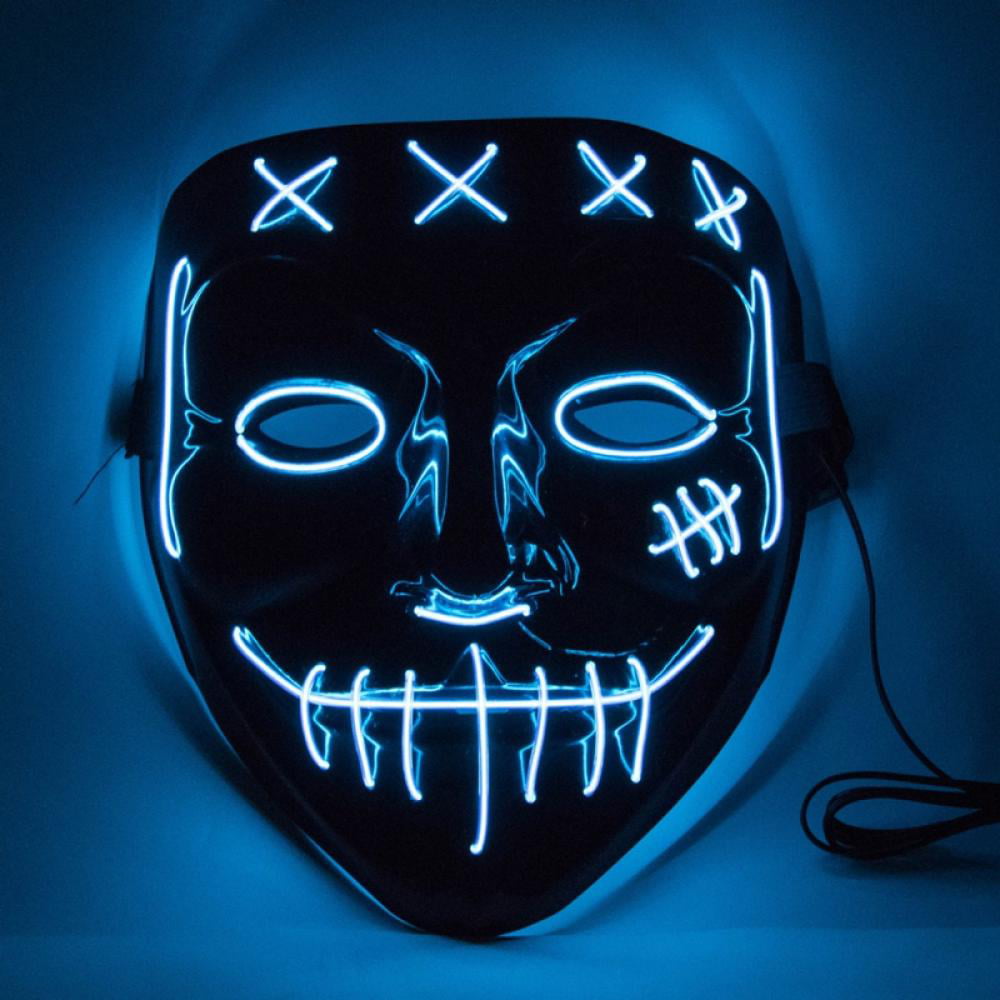 LED Costume Mask,Halloween Scary Mask LED Light Up Purge Mask for Festival Cosplay 