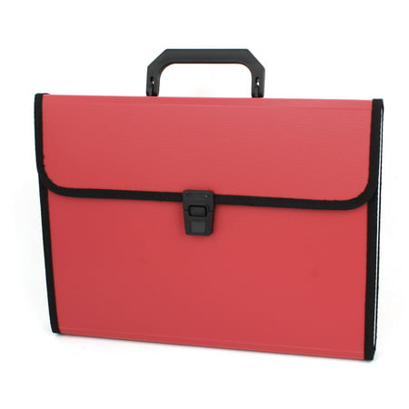 Red 13 Slots Rectangle Shape Document File Holder Briefcase