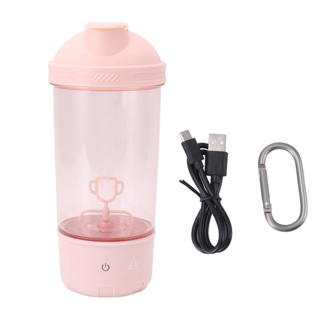 Botella mezcladora eléctrica de proteínas, portátil, recargable, para leche, café, color rosa