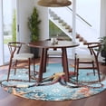 thumbnail image 3 of Round Rugs 5Ft, Blue Coastal Octopus Round Area Rug Washable Indoor Throw Carpet, Summer Beach Starfish Botanical Soft Non Slip Circle Rug for Cabinet Bathroom Home Decor Aesthetic, 3 of 8