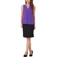 thumbnail image 2 of BLUSA SIN MANGAS DE CHIFFON V CON CUELLO EN V PARA MUJERES DE OFICINA INSPIRADA CHIC M PURPURA, 2 of 6