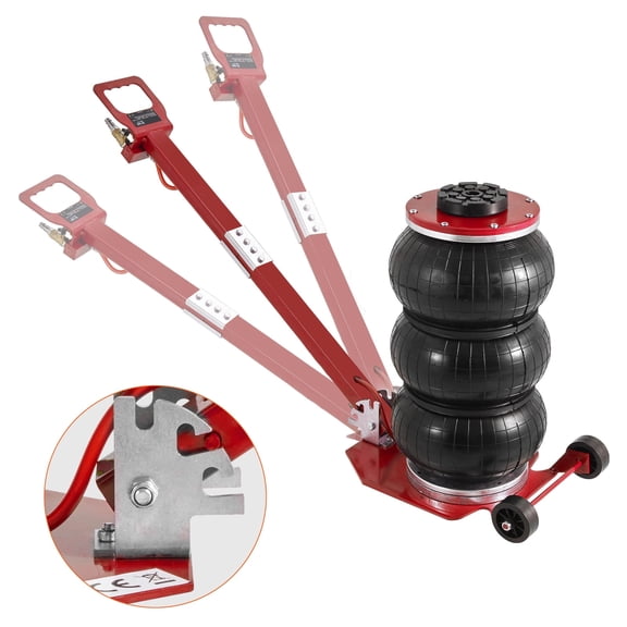 LuckyNote 3 Ton Air Jack, 6600 lbs Triple Bag Pneumatic Jack with Six Steel Pipes, 5.5-17.7" Lifting Range, Fast 3-5 Second Lift, Adjustable Long Handle for Cars SUVs Garages, Red